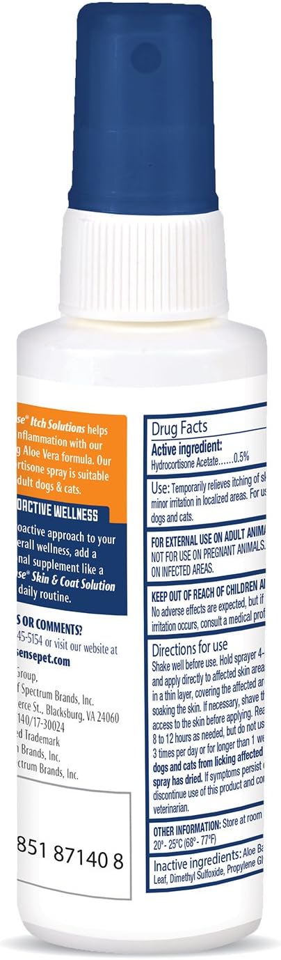 PRO·SENSE ProSense Itch Solutions Hydrocortisone Spray 4 Ounces, for Dogs and Cats (Pack of 2)