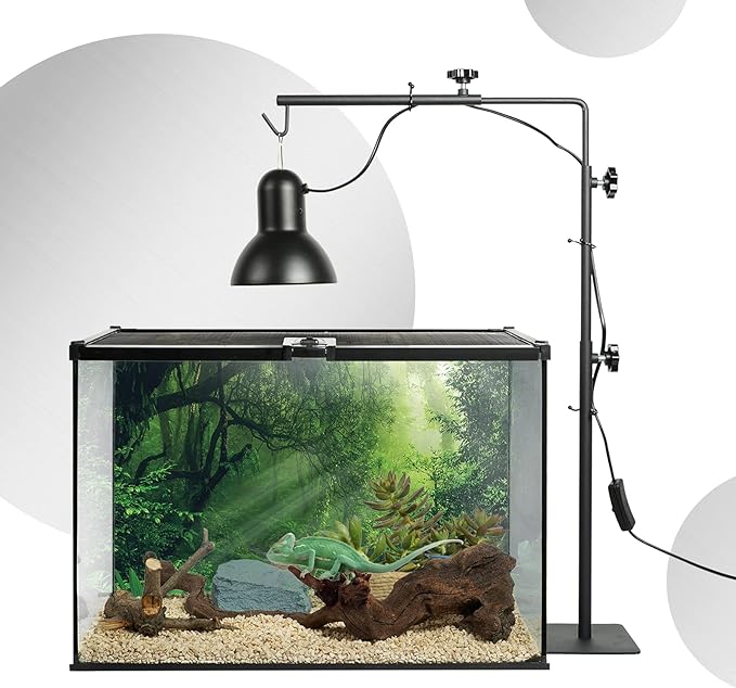 BETAZOOER Reptile Lamp Stand Adjustable Floor Light Holder Stand Landing Lamp Stand Bracket Metal Lamp Support for Reptile Glass Terrarium Heating Light