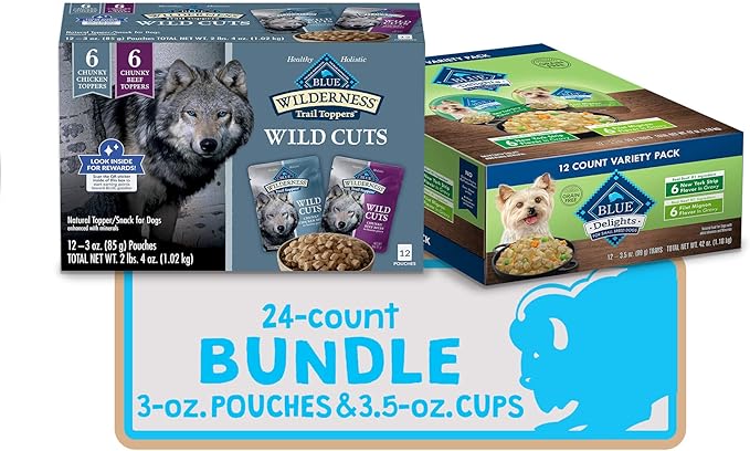 Blue Buffalo Wet Dog Food Cups and Toppers Bundle