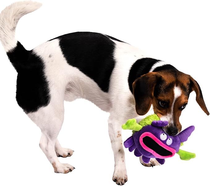 goDog PlayClean Germs Squeaky Plush Dog Toy with Odor-Eliminating Essential Oils, Chew Guard Technology - Purple, Large