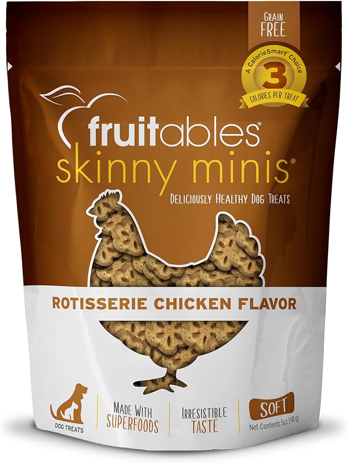 Fruitables Skinny Mini Dog Treats – Healthy Treats for Dogs – Low Calorie Training Treats – Free of Wheat, Corn and Soy – Rotisserie Chicken – 5 Ounces