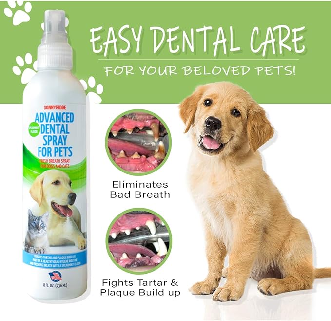 Dog Dental Spray Removes Tartar, Plaque and Freshens Breath Instantly. The Most Advanced Dental Spray for Healthy Teeth, Gums and Oral Health Care for Your Dog, Cat or Pet - 1-8 oz. bottle