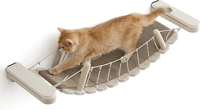 Feandrea Clickat Collection - No.003 Cat Bridge, Extremely Quick Assembly, Unlimited Expandability, Replaceable Module and Fabric Pad, Wall-Mounted Cat Perch for Indoor Cats, Cat Wall Furniture