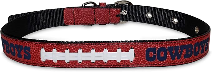 Pets First Tough Leather Pet Collar NFL Dallas Cowboys Premium Dog Collar, Limited Edition, Size Large. Best & Strongest Heavy-Duty Dog Collar!, Large (20-29"" Long & 1"" Wide) (DAL-3081-LG)