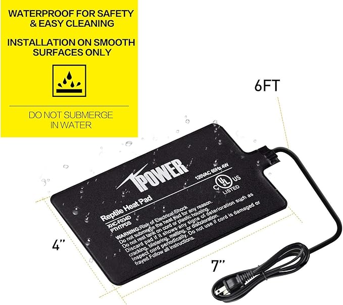 iPower Reptile Heat Pad 4W/8W/16W/24W Under Tank Terrarium Warmer Heating Mat and Digital Thermostat Controller for Turtles Lizards Frogs and Other Small Animals, Multi Sizes