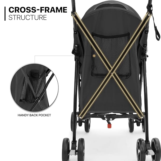MoNiBloom 4 Wheels Pet Stroller, Easy-Fold Puppy Cage Jogger Stroller with Sun Cover, Pad and Rear Storage Bag, Breathable and Visible Mesh for Small/Medium Pets up to 22 lbs, Balck