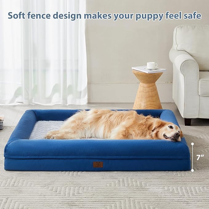 WNPETHOME Washable Dog Bed Small Size Dog, Medium Waterproof Dog Couch with Removable Washable Cover & Anti-Slip Bottom, Small Dog Crate Bed with Sides(Blue)