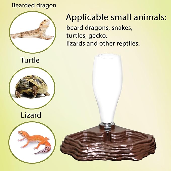 Automatic Reptile Water Dish 13.5Oz Reptile Water Bowl Bearded Dragon Leopard Gecko Snake Lizard Terrarium Tank Accessories… (Brown)