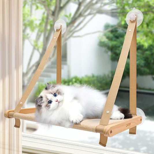 Cat Window Perch, Cat Hammock Window Seat, Cat Window Hammocks Bed for Indoor Cats, Large Cat Perch with Sturdy Screw Suction Cups for Large Cats & Kittens