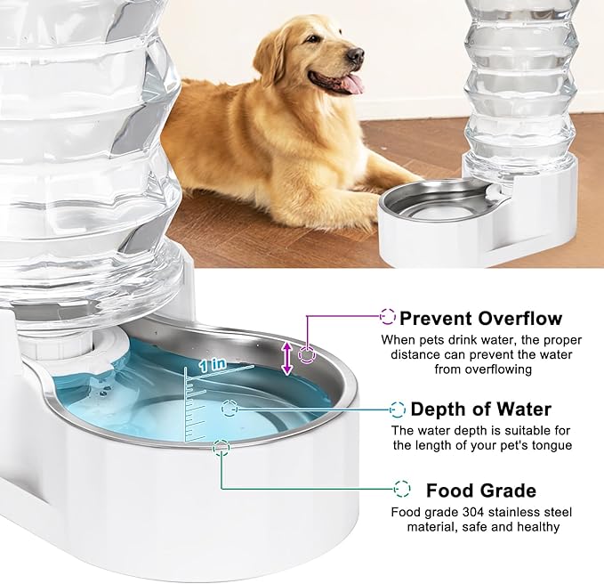 RIZZARI Automatic 8L Pet Waterer,100% BPA-Free, Gravity Stainless Steel Water Dispenser,Large Capacity Water Feeder for Cats and Small and Medium-Sized Dogs