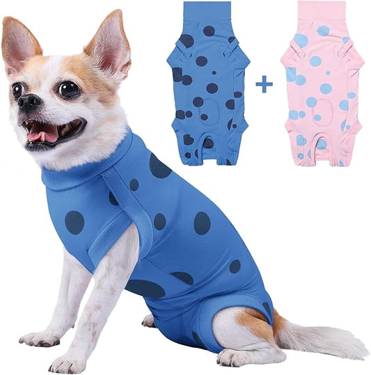 2 Packs Dog Recovery Suit Female Male, Blue+Pink, XXS