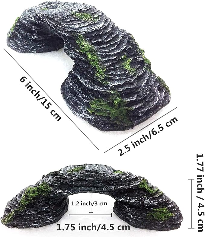 Reptile Tank Accessories Habitat Water Dish Tree Trunk and Artificial Arched Rock Bridge for Bearded Dragon Leopard Gecko Lizard Snake Chameleon Hermit Crab Ball Python Water Frog Turtle