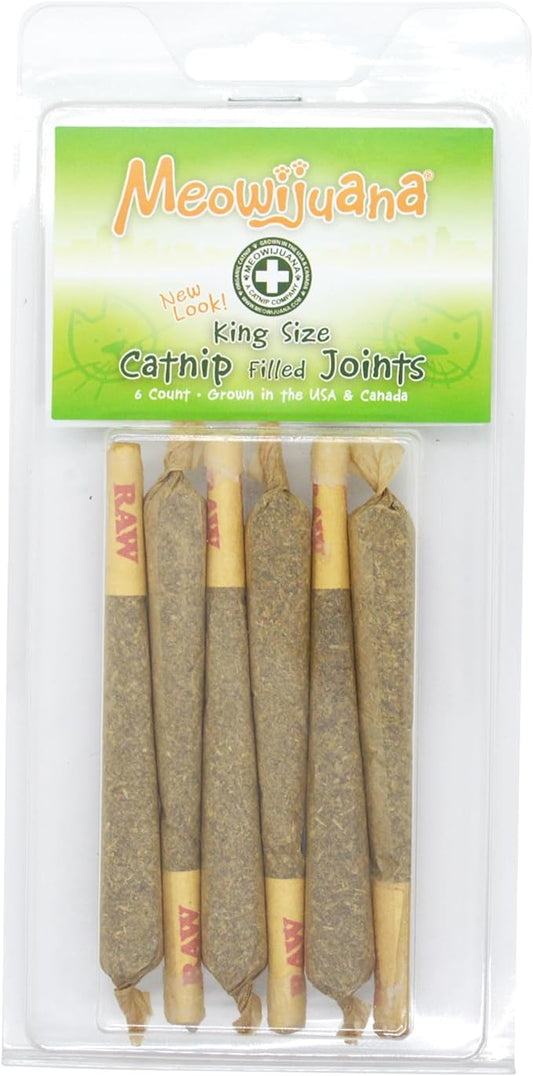 Meowijuana | King Size Catnip Joints | Organic | Dried Premium Ground Catnip | High Potency | Grown in The USA | Feline and Cat Lover Approved