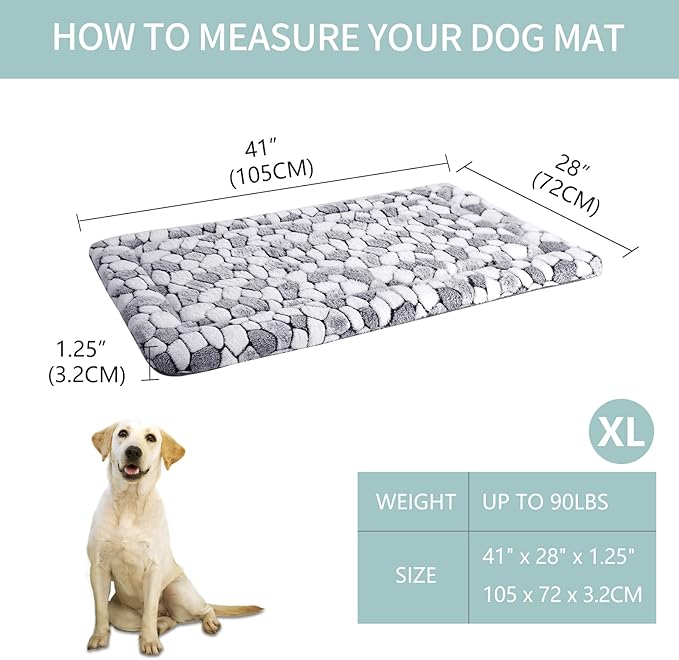 VANKEAN Dog Crate Pad Bed Mat Reversible (Cool & Warm), Soft Pet Sleeping Mat Dog Bed for Crate Suitable for Small to XX-Large Dogs and Cats, Machine Washable Crate Beds, Grey Stone Pattern