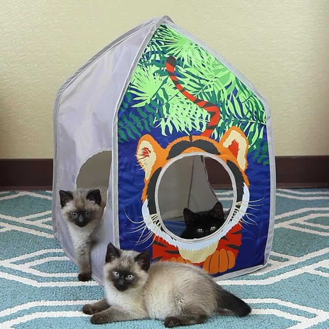 Kitty City Jungle Cat Cube Combo, Collapsible Cat Cube, Cat Bed, Tunnel, Cat Toy