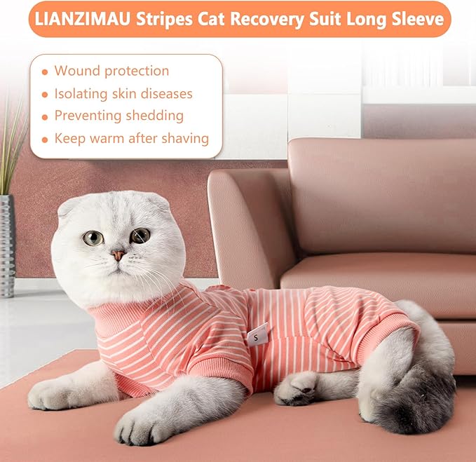 Cat Surgical Recovery Suit Professional for Male Female Dog Abdominal Wounds Cone E-Collar Alternative, Anti-Licking Or Skin Diseases Pet Surgical Recovery Pajama Suit, Soft Fabric Onesie for Cats