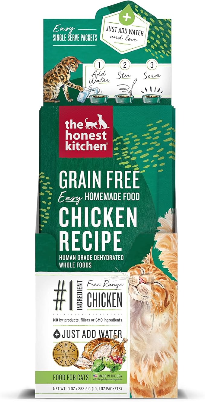 The Honest Kitchen Dehydrated Grain Free Chicken Cat Food, Single Serve Pack, 1 oz x10