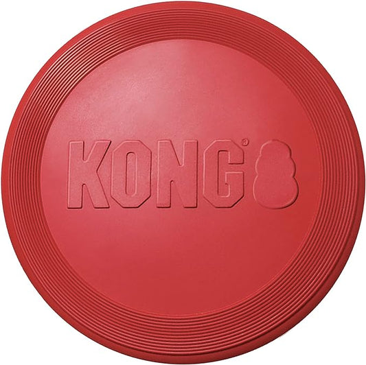 KONG Flyer - Durable Dog Toy for Outdoor Playtime - Natural Rubber Flying Disc, Dog Toy for Fetch - Safer Disc for Healthy Activity - for Small Dogs