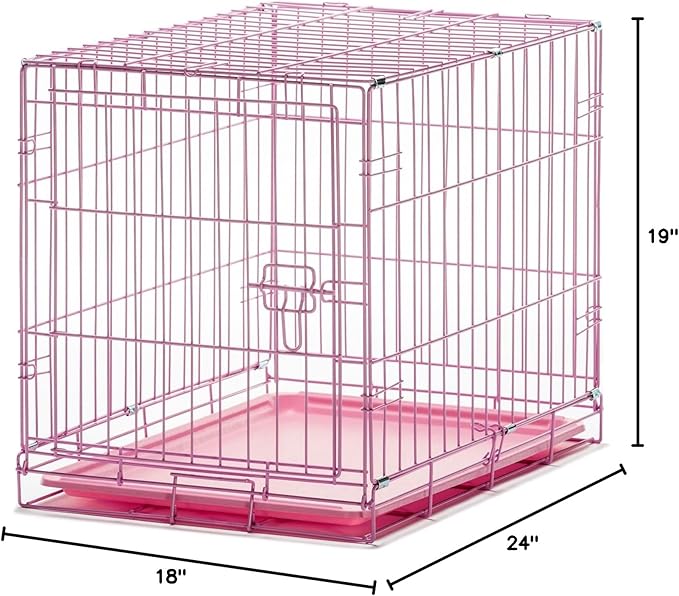 Carlson Pink Secure and Compact Single Door Metal Dog Crate, Small