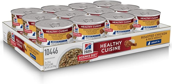 Hill's Science Diet Adult 7+, Senior Adult 7+ Premium Nutrition, Wet Cat Food, Roasted Chicken & Rice Stew, 2.8 oz Can, Case of 24