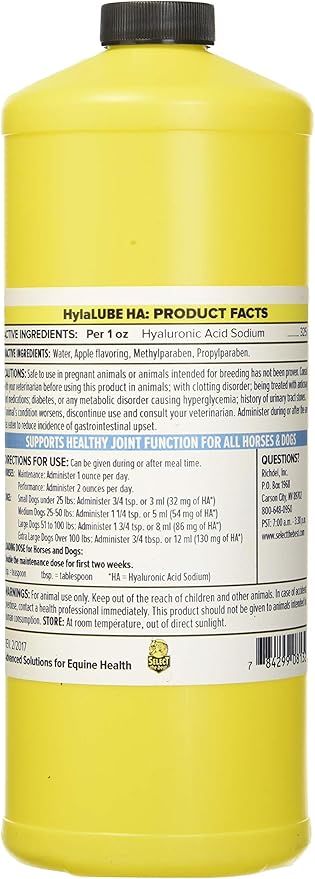 HylaLube, 1 Quart, Concentrated Hyaluronic Acid Sodium Animal Joint Support Supplement