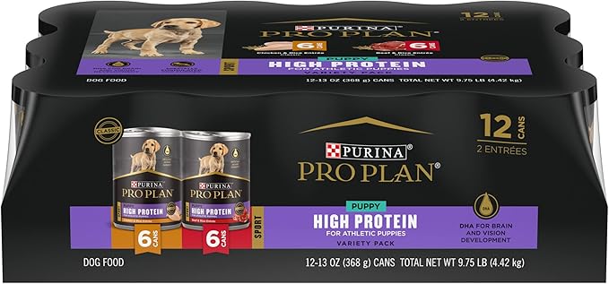 Purina Pro Plan Sport Wet Puppy Food Variety Pack, 12 x 13 oz, Chicken & Beef