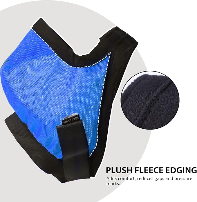 Harrison Howard Cattle Livestock Fly Mask Breathable Mesh Padded Edging with Fun Patterns Large Spacing Forelock Opening Design Adjustable Fit for Cattle Print Blue