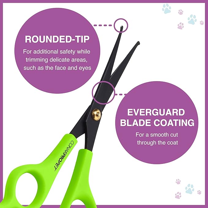 CONAIRPRO Dog & Dat 6" Round Tip Shears, Dog Grooming Scissors, Round Tip Shears For Safe Pet Trimming, Comfortable Ergonomic Design