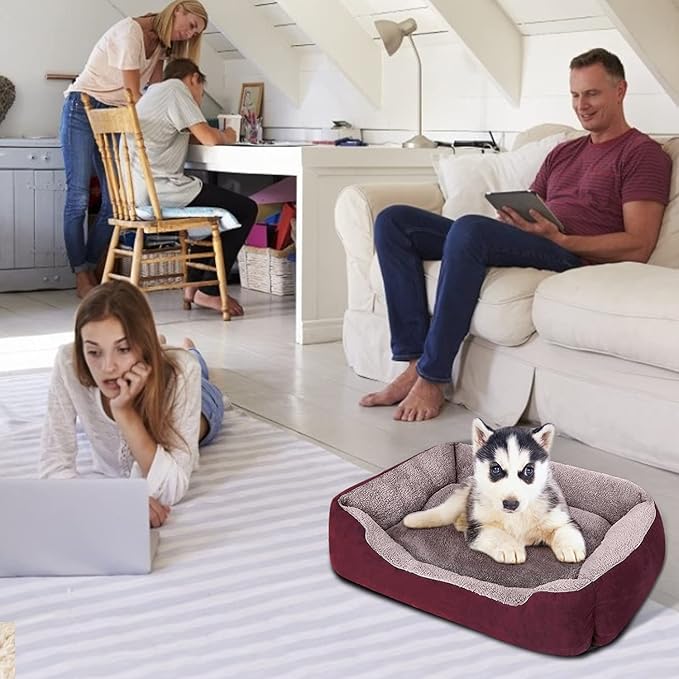 PUPPBUDD Dog Beds for Medium Dogs, Washable Dog Bed Comfortable and Breathable Pet Bed Rectangle Warming Dog Bed for Medium Dogs