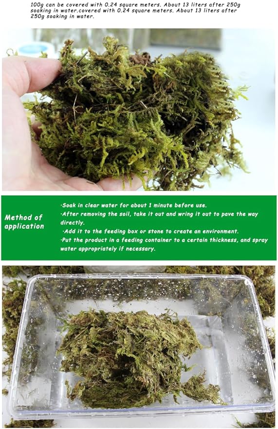 Reptile Moist Moss for Humidity, Great for Snakes, Turtle and Other Reptiles