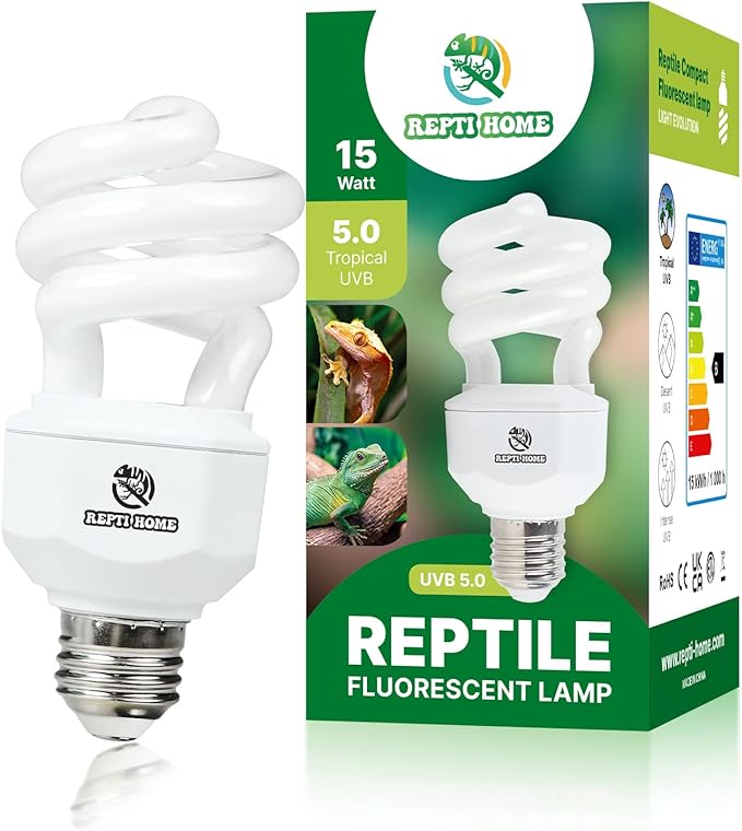 UVA UVB Reptile Light-15W 5.0,Tropical & Sub-Tropical Terrarium Compact Fluorescent Lamp,UVB Reptile Light Bulb for Snake,Chameleons,Iguanas