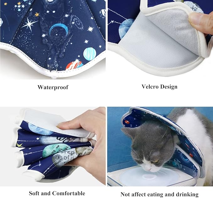 Soft Cat Cone, Adjustable Cat Recovery Collar after Surgery to Prevent Licking Wound, Protective Cat Neck Cone, Comfortable Pet Elizabethan Collar for Cats Kittens and Puppies (Medium)