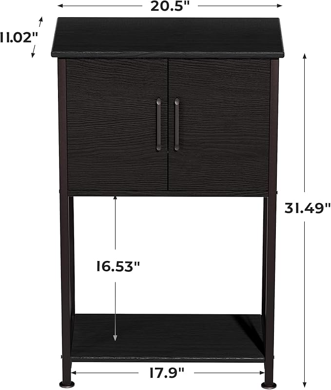 5-10 Gallon Fish Tank Stand, Metal Double Aquarium Stand with Cabinet for Fish Tank Accessories Storage, Heavy Duty 20.5" L* 11.02" W Tabletop, 500LBS Capacity Black PG06YGB