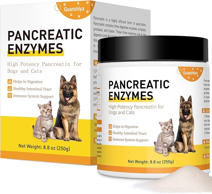 8.8 Ounces Pancreatic Enzymes for Dogs - 10x Pancreatin - Dog Digestive Enzymes Powder for EPI - Helps Restore Normal Weight, Supports Pancreatic Issues and Relieves Digestive Stress