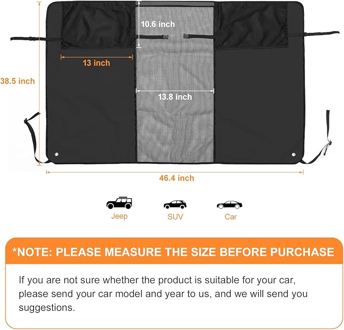 LOOBANI Upgraded Dog Car Net Barrier Pet Barrier with Adjustable Rope & Storage Bag Universal for Cars, SUVs - Easy Install, Car Divider for Driving Safely with Children & Pets