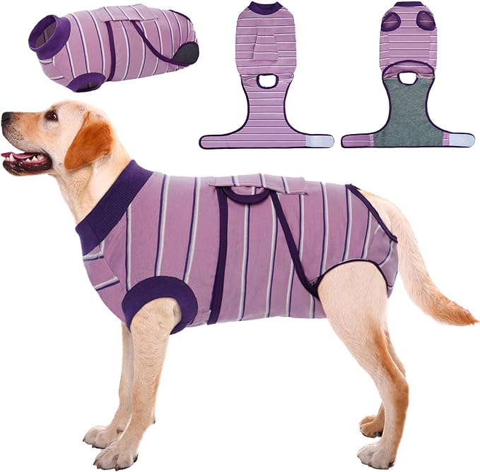 Kuoser Dog Surgery Suit, Surgical Onesie for Dogs Female Spay, Soft Dog Recovery Suit Male Neuter, Pet Abdominal Surgery Shirt Dog Body Suits After Surgery Wear, Anti Licking Dog Cone Alternative, XL
