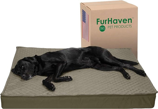 Furhaven Water-Resistant Orthopedic Dog Bed for Large Dogs w/ Removable Quilt Top & Washable Cover, For Dogs Up to 125 lbs - Indoor/Outdoor Quilt Top Convertible Mattress - Dark Sage, Jumbo Plus/XXL