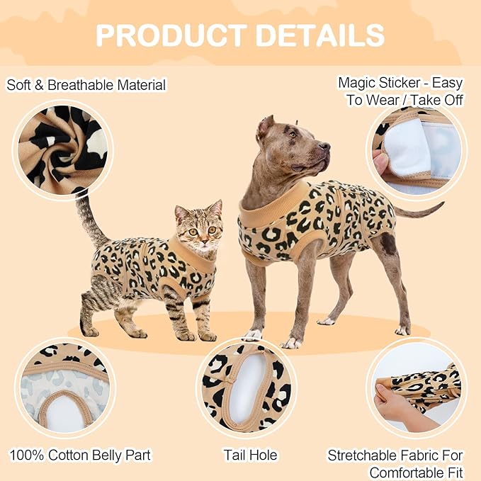 Kuoser Dog Surgery Recovery Suit, Professional Spay & Neuter Surgical Onesie for Dogs, Soft Breathable Abdominal Dog Bodysuit Dog Cone Alternative Anti Licking Wounds Dog Surgery Suits, S