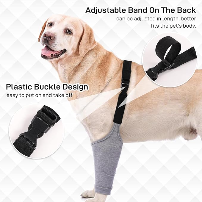 Dog Recovery Suit Front Legs, Dog Recovery Sleeve After Surgery with Elastic Band, Protective Elbow Protector for Medium Large Dogs, Dog Cone Alternative to Stop Licking Leg Wounds,Grey,3XL