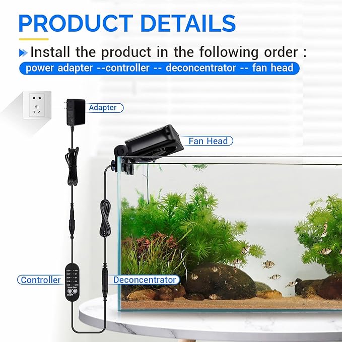 hygger Aquarium Chillers Fan, Quiet Fish Tank Cooling Fan Equipment with Adjustable Timer Speed Controller, Suitable for Freshwater Saltwater Tanks(1-Fan Head)
