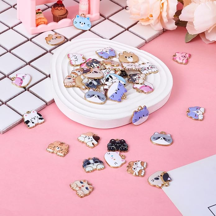 Enamel Animal Theme Charm Flower Cattle Head Cat Butterfly Fox Tortoise Charms Pendants for Earring Necklace Bracelet Keychain Jewelry Craft Making