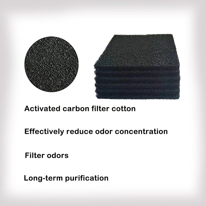 6 Packs Activated Charcoal Cat Litter Box Replacment Filter Pad For Hooded Cat Litter Boxes and Pans Carbon Odor Filters