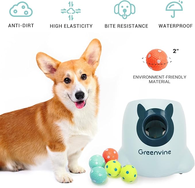 Automatic Dog Ball Launcher Interactive Ball Thrower Fetch it Machine for Dogs with 6 Durable High Elasticity Latex Balls Included