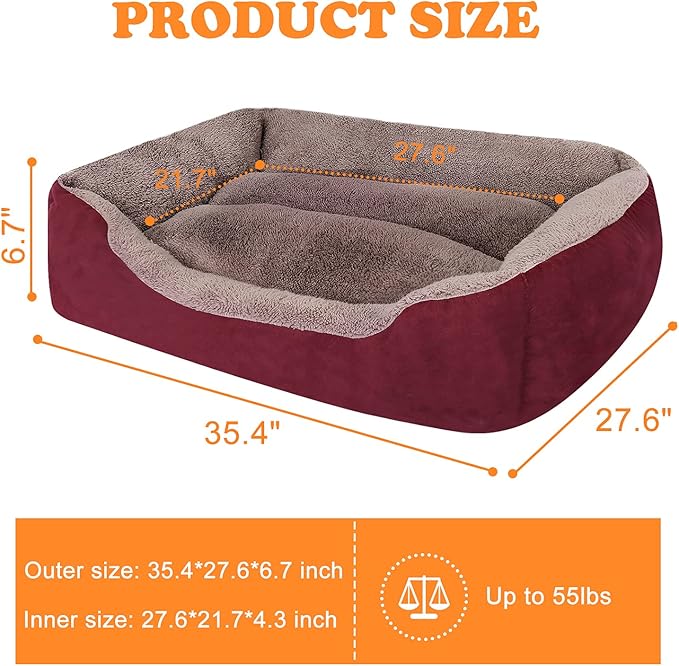 PUPPBUDD Dog Beds for Medium Dogs, Washable Dog Bed Comfortable and Breathable Pet Bed Rectangle Warming Dog Bed for Medium Dogs