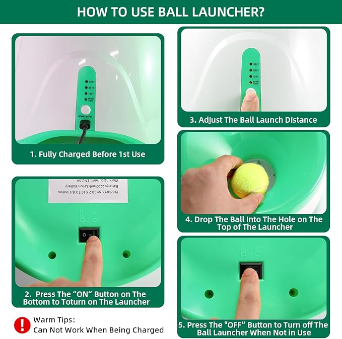 Dog ball thrower launcher,Automatic Ball Launcher for dogs with 12 Tennis Balls,Thrower Distance 10-30ft,interacive Dog Toys Tennis Ball Launcher for Small Dogs(Green ball launcher)