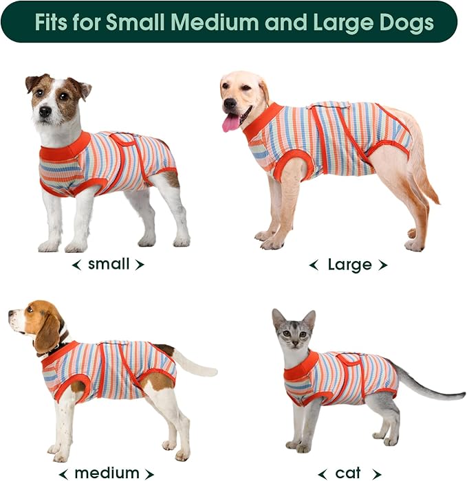 Kuoser Recovery Suit for Dogs Cats After Surgery, Professional Pet Recovery Shirt Dog Abdominal Wounds Bandages, Substitute E-Collar & Cone,Prevent Licking Dog Onesies Pet Surgery Recovery Suit