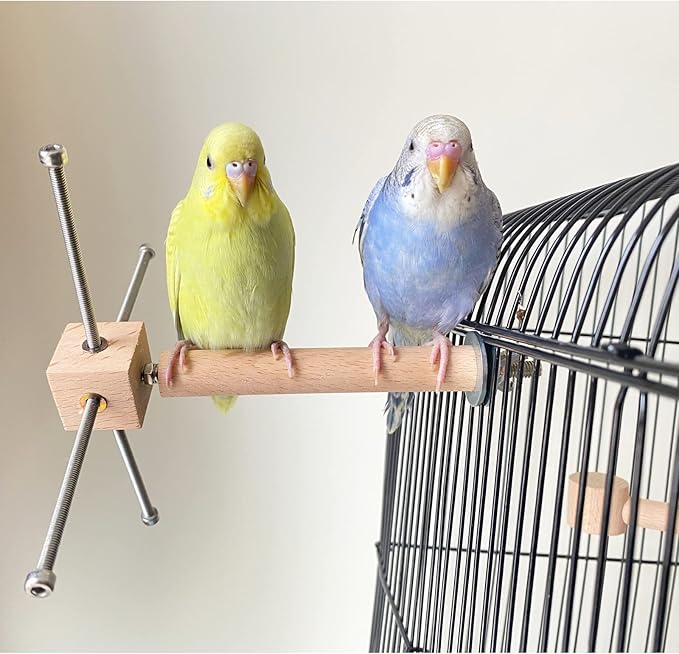 Sturdy Bird Food Holder, Wooden Perch for Cage, Rotating Stand for Fresh Fruits and Veggies, Interactive Toy for Parrots, Reducing Boredom