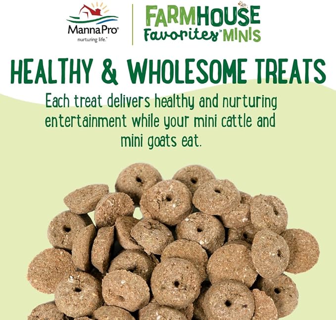 Manna Pro Farmhouse Favorites Mini Goat & Cattle Treats – Premium Baked Snacks for Mini Goats & Mini Cattle – Hand Mixed – Alfalfa & Molasses Flavored – 3lb Bag