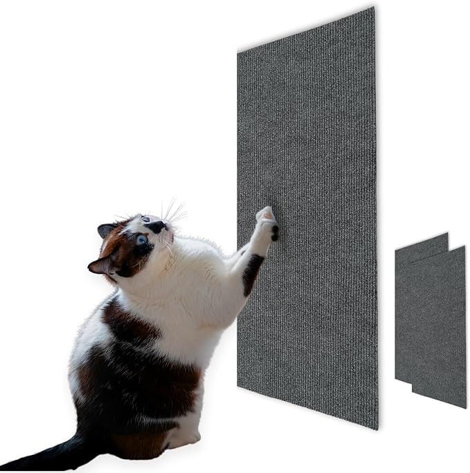 Cat Scratch Mat (3 Pack), 23.6’’ x 11.8’’ Cat Wall Stracther, Versatile Self-Adhesive Replacement Easy Use for Cat Trees, Cat Wall Furniture, Scratching Posts, and Couch Protection (Deep Grey)