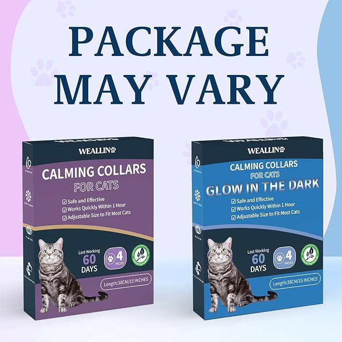 4 Packs Calming Collar for Cats Glow in The Dark, Cat Calming Collar Anti Anxiety Aggression Stress Pheromone Collar for Cats with 60 Days Long-Lasting Effect, Adjustable for Most Cat